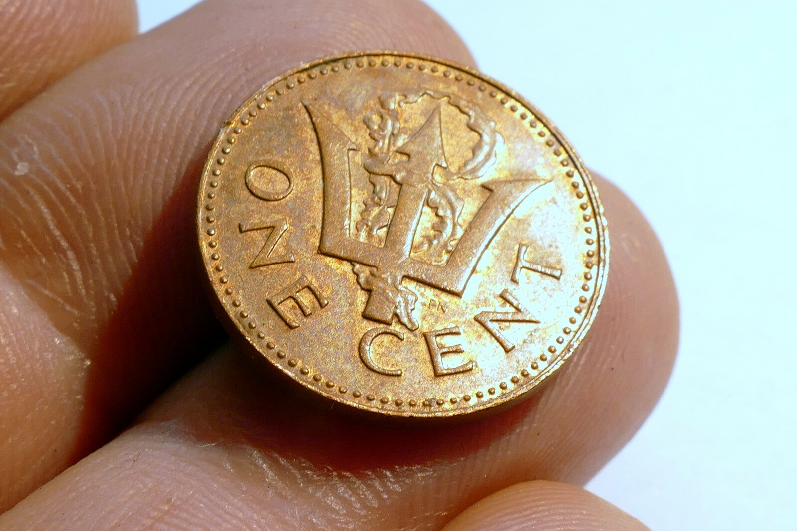 1984  BARBADOS ONE CENT TRIDENT BRONZE