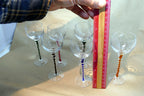 Goblet DSOT stem Conical Foot Green orange Blue Twisted crystal shot multi color