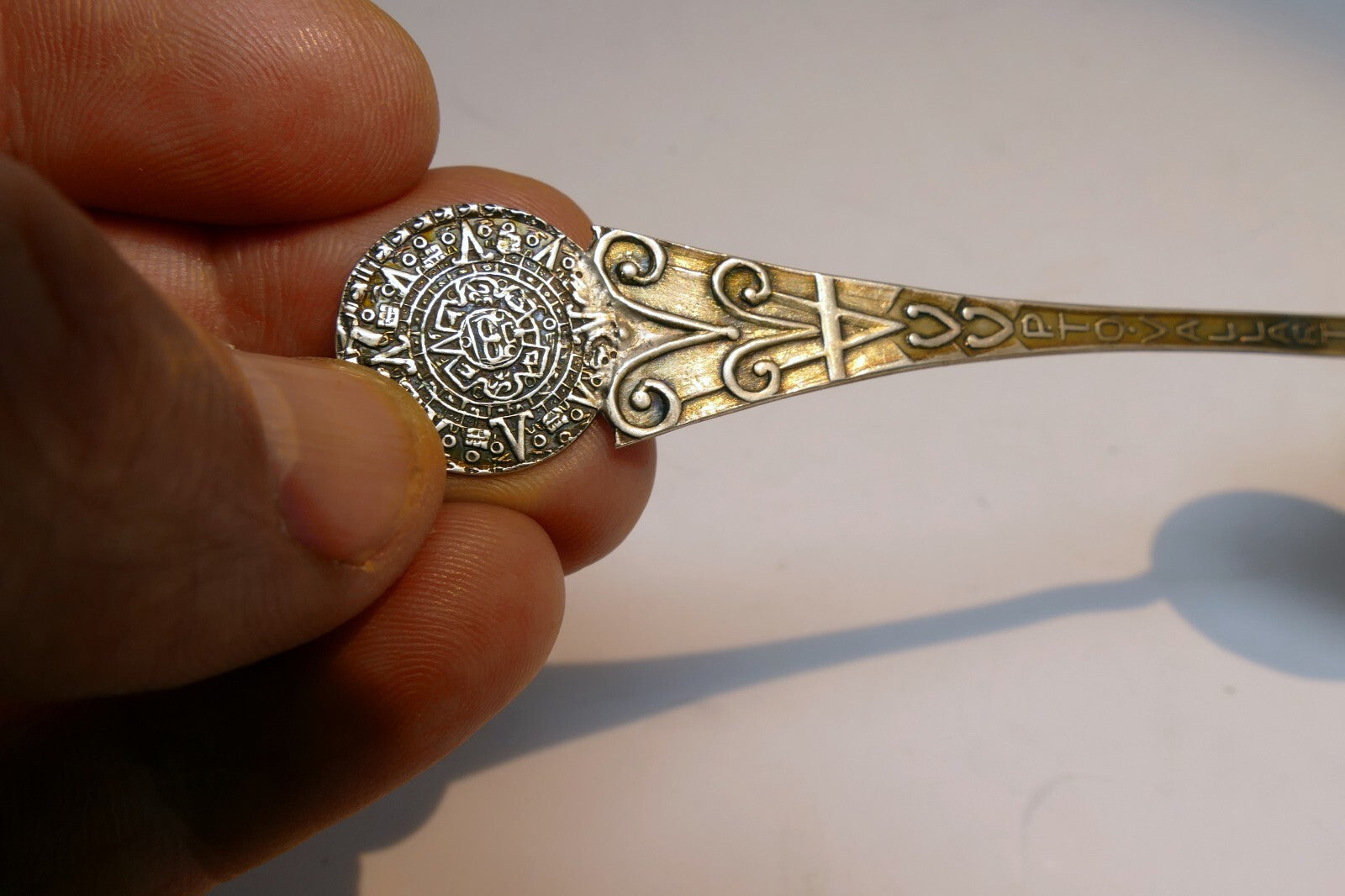 925 Sterling Silver - Acapulco Aztec Calendar Spoon -  Mexico 10 gr.