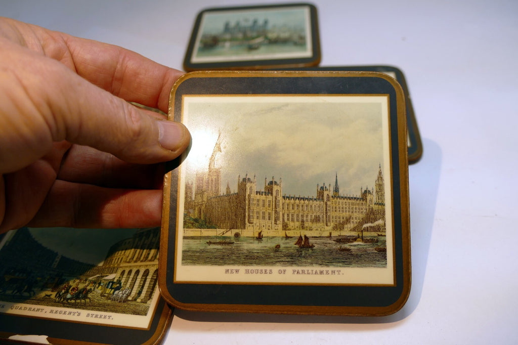 Pimpernel Beverage Coasters Tourist spots England Set of 5 Square 4" Parliament