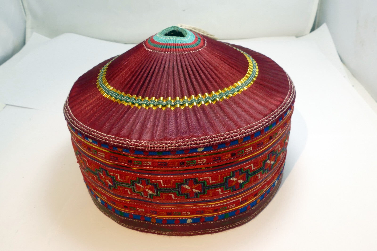 Chinese ethnic Miao people's embroidered girl hat Vintage hand made
