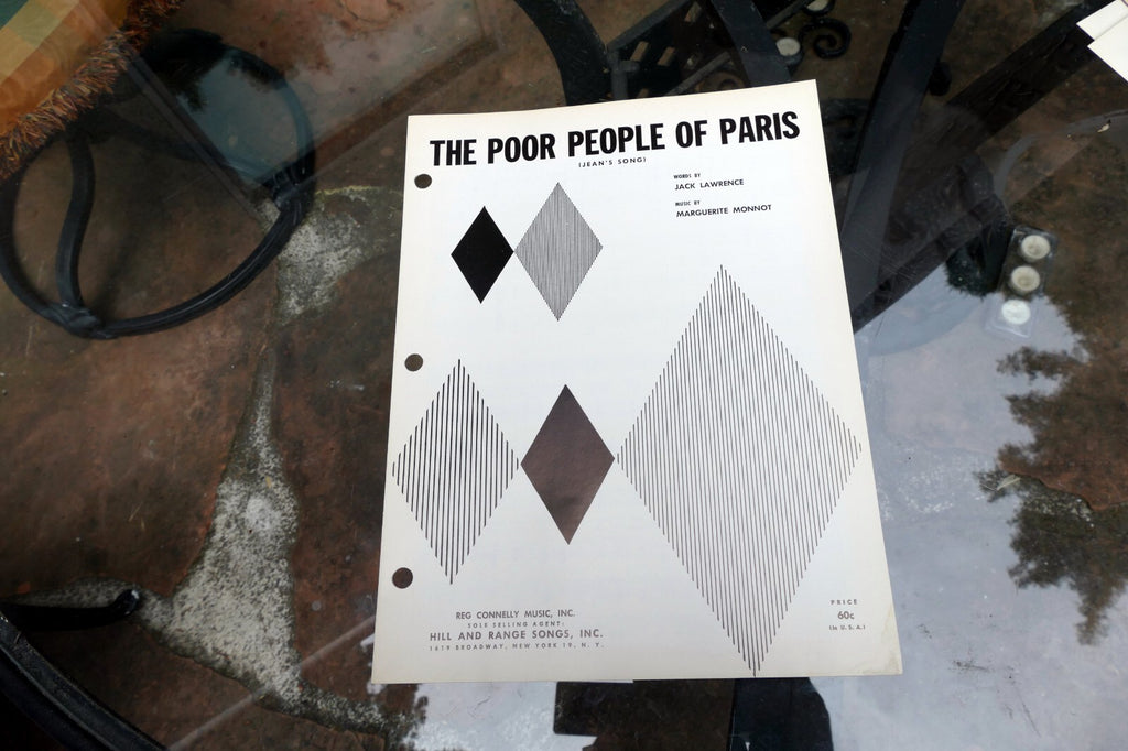The Poor People Of Paris Jack Lawrence Marguerite Monnot  1956 Sheet Music Jean