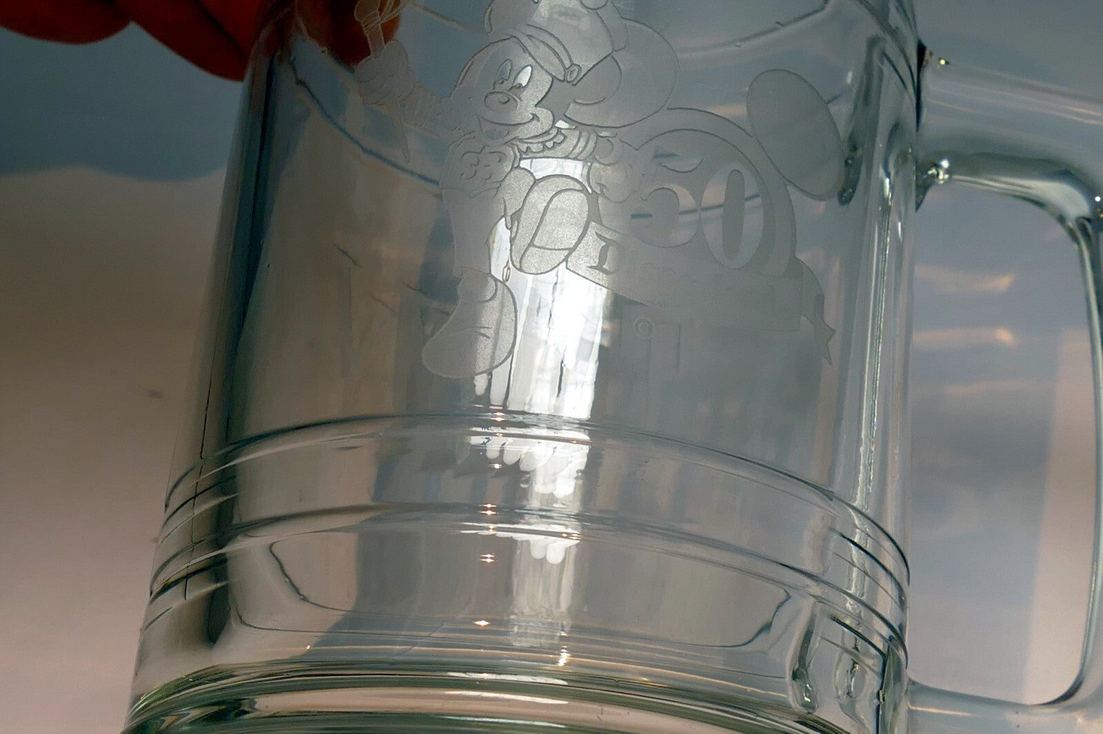 Mickey Mouse Large Glass Beer Stein Mug Walt Disneyland Etched Engraved "TOMMY"