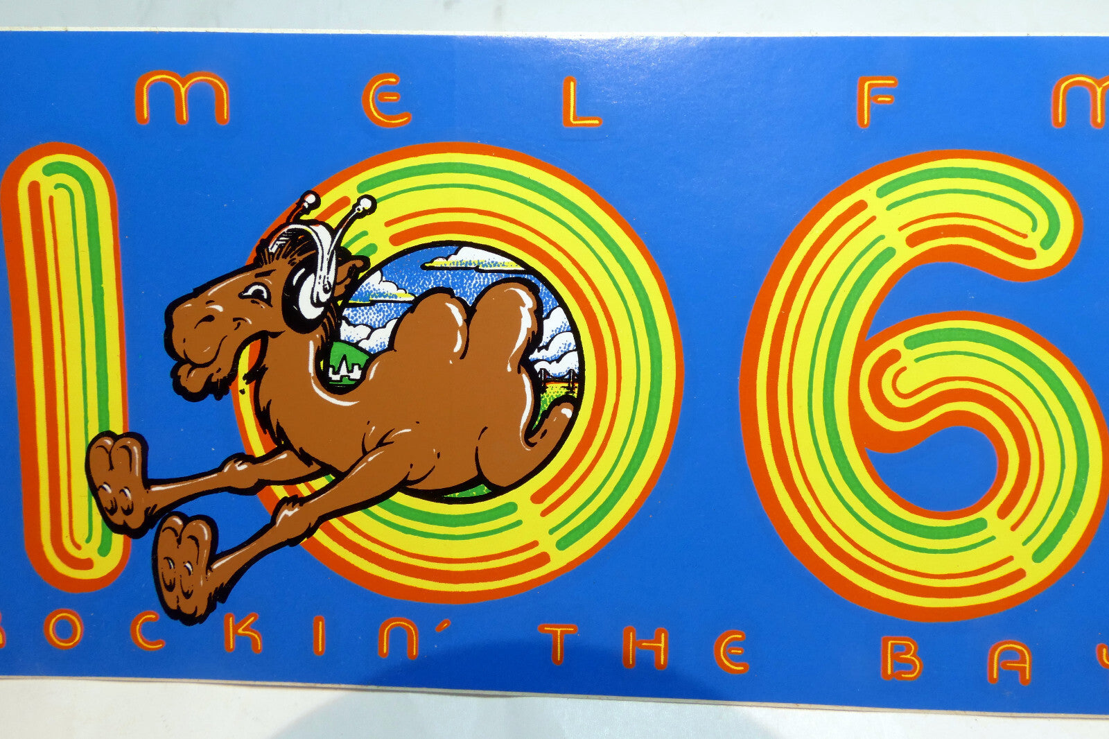 KMEL106 fm  Rockin The Bay Bumper Sticker VINTAGE 1980'S rainbow cammel