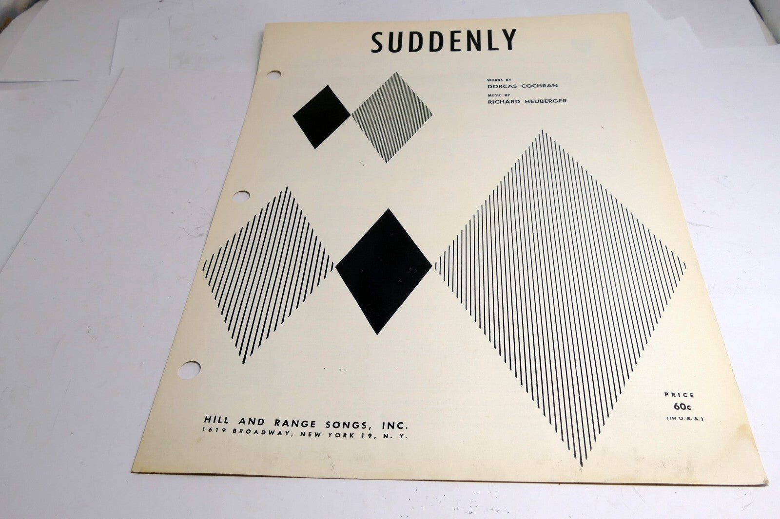 Suddenly Dorcas Cochran Richard Heuberger   sheet music 1953