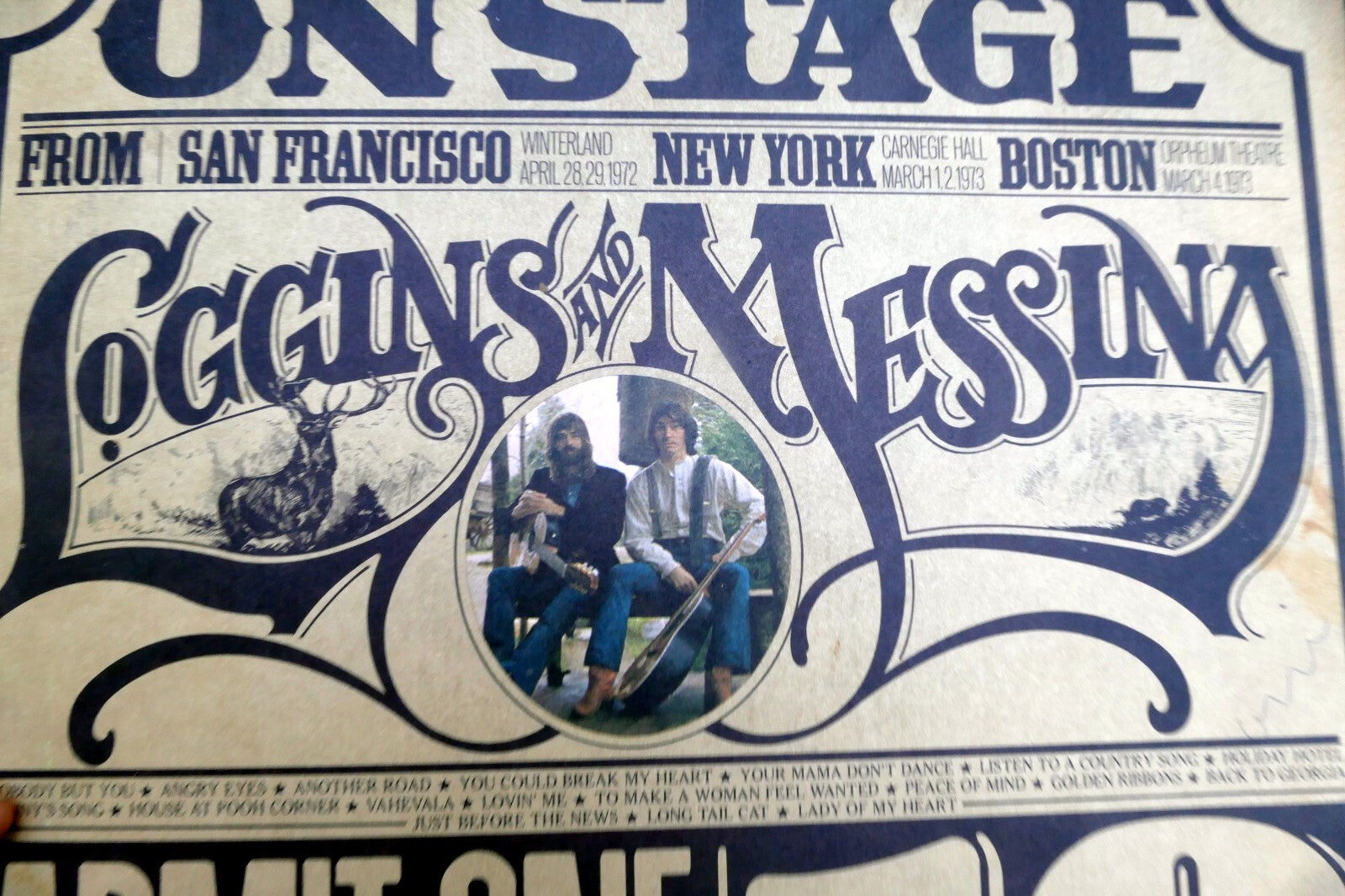 1974 excellent cover and vg lps vinyl, loggins and messina ?– on stage 32849 lp33