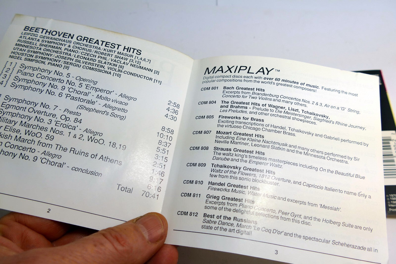 INLAY Cover ART Only - NO Case or CD included Beethoven Greatest Hits Maxiplay