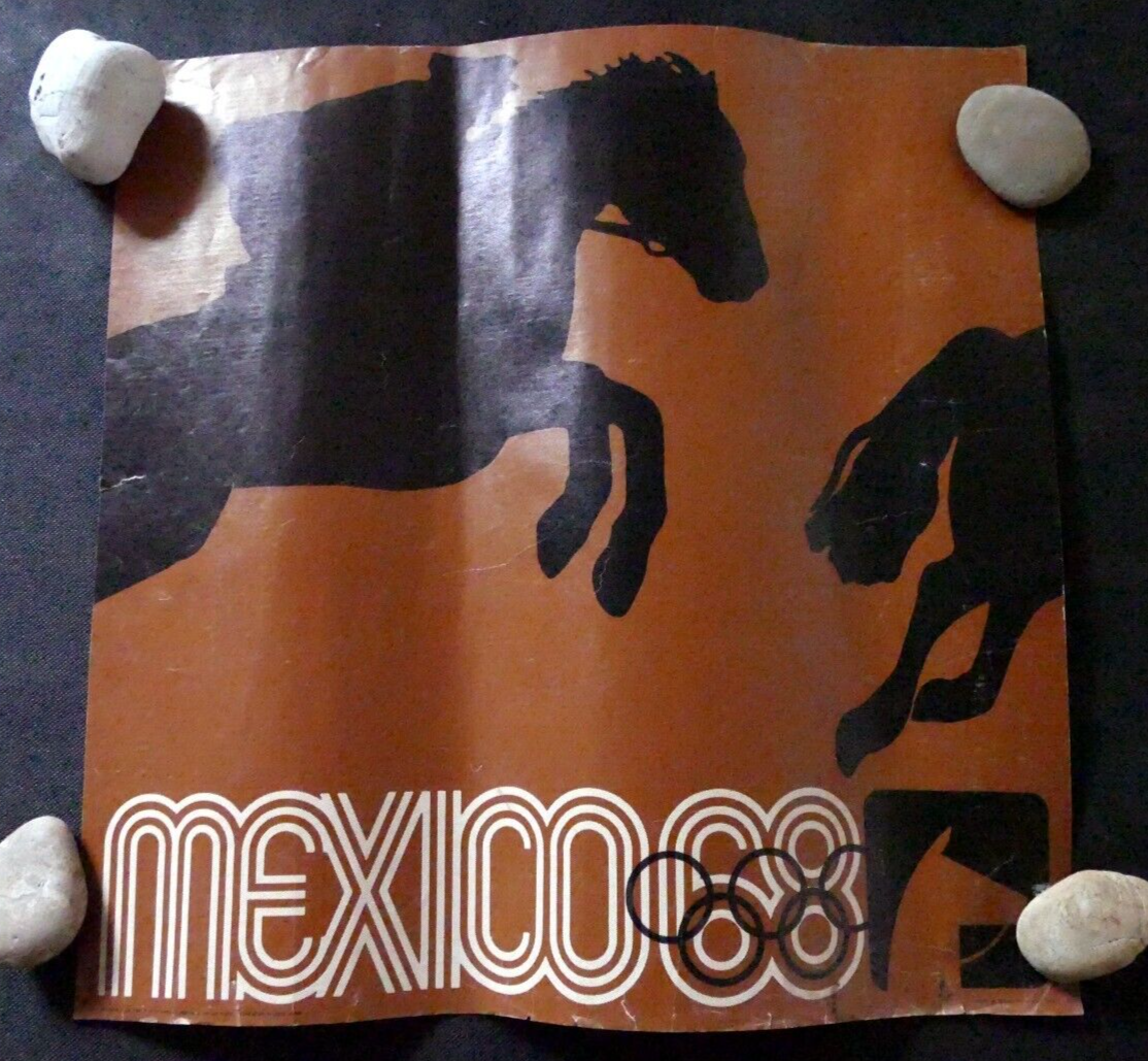 The olympics in mexico / sport equestrian horse jockey poster 1968