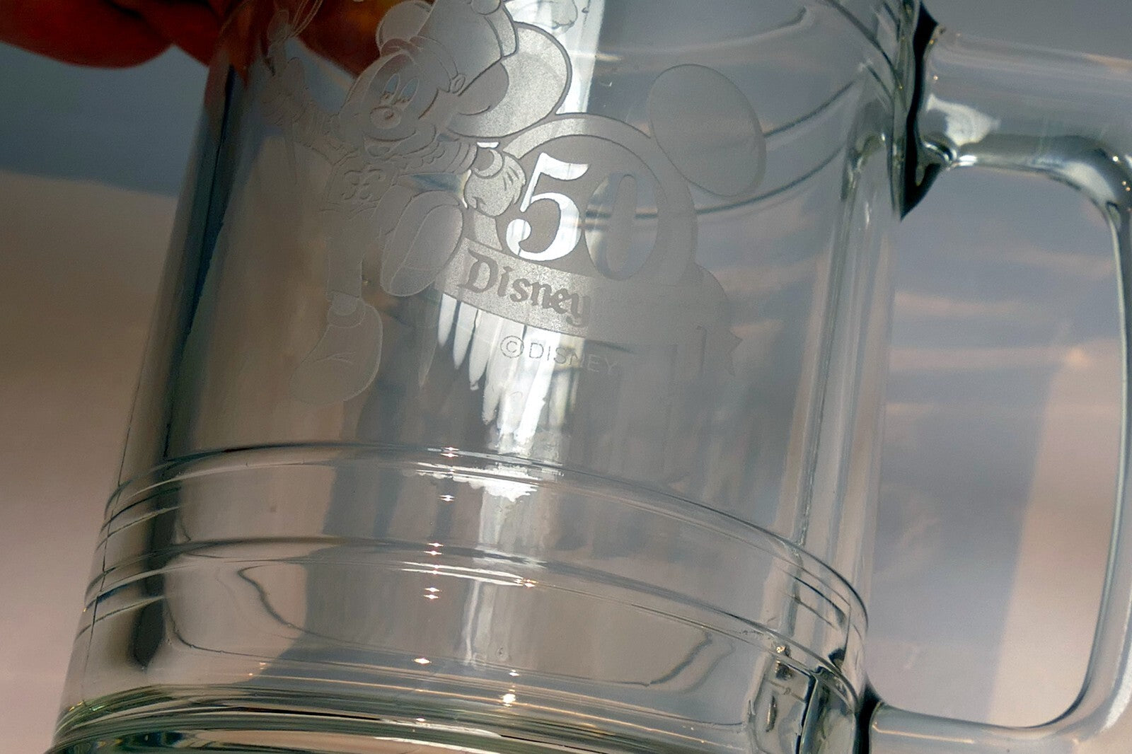 Mickey Mouse Large Glass Beer Stein Mug Walt Disneyland Etched Engraved "TOMMY"
