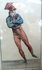 Fashion engraving 1813 parisian costume french gentleman's skating framed