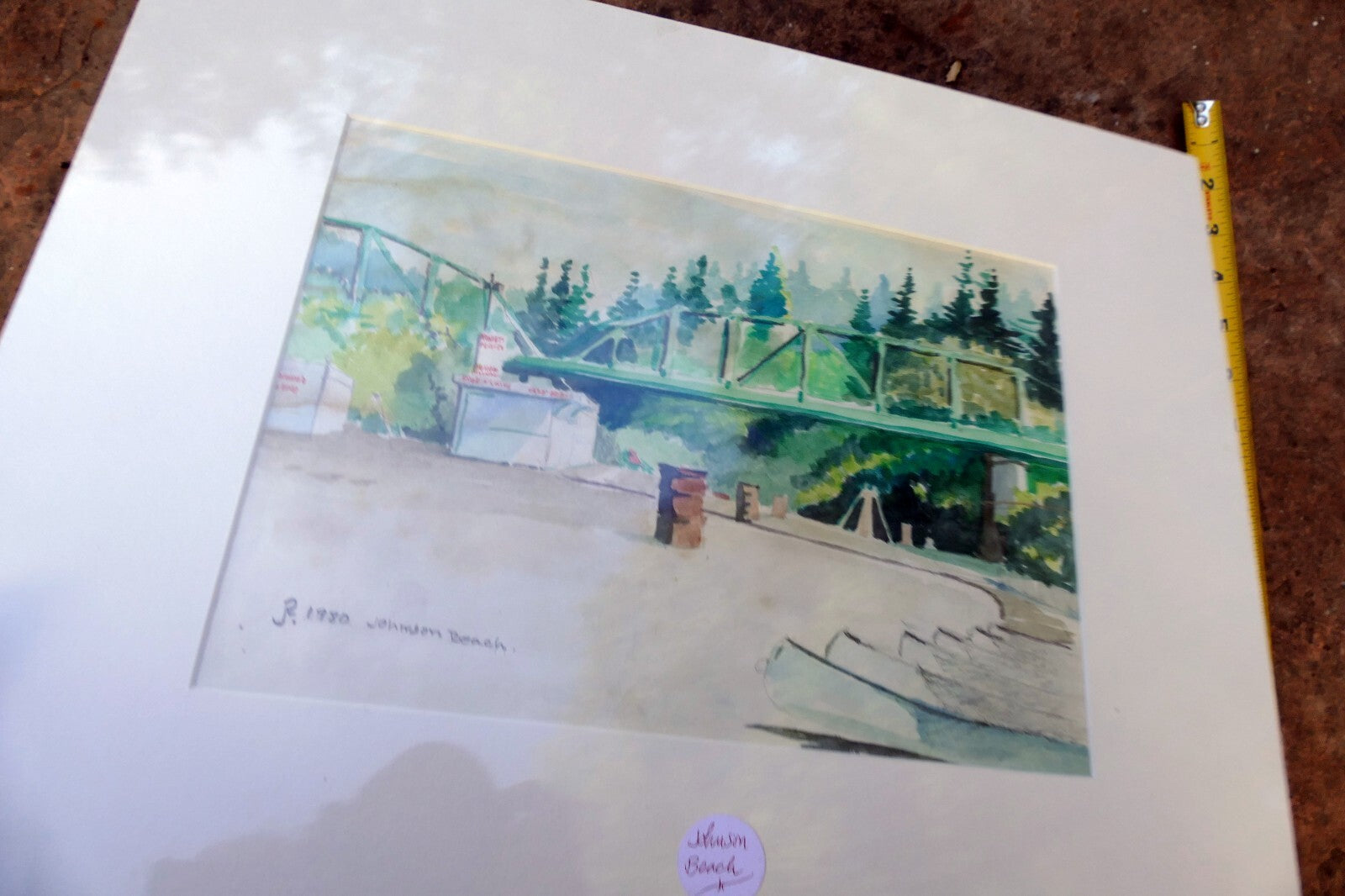 Johnson Beach original watercolor painting 1980 signed by  JR