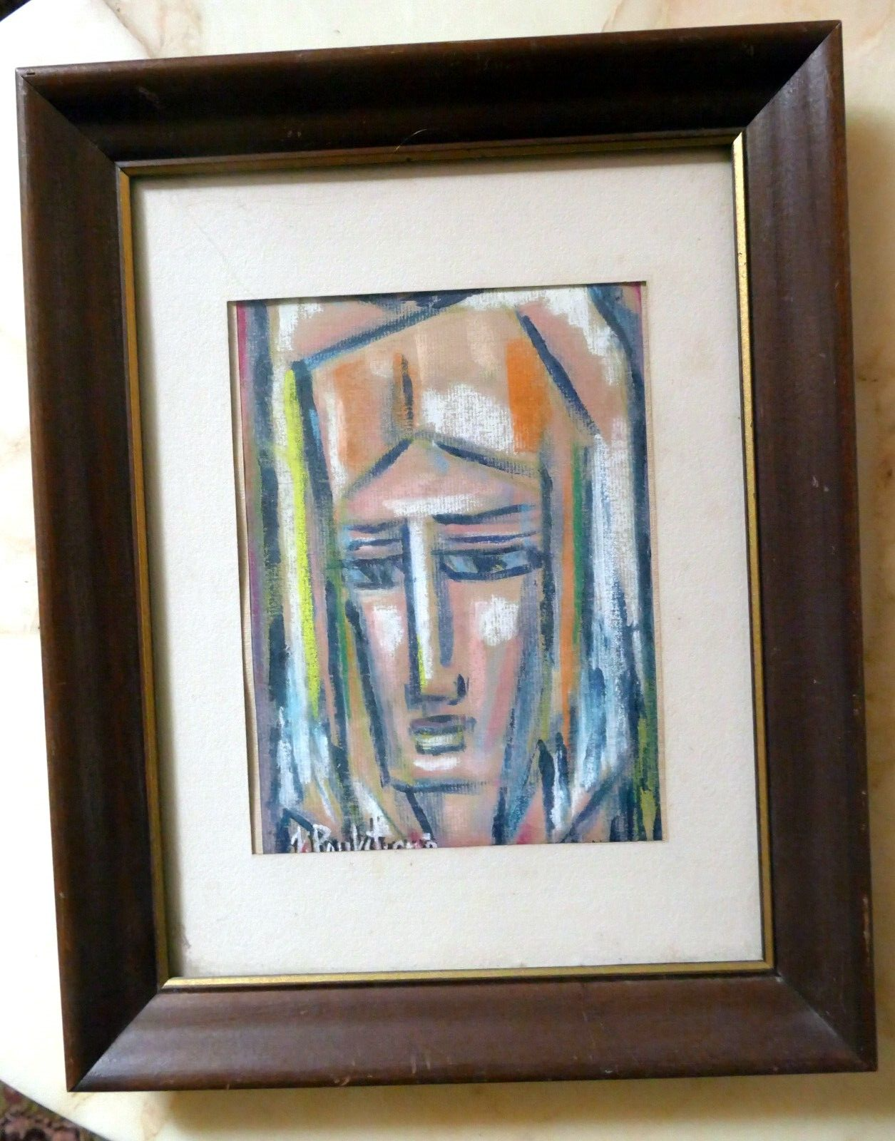 Portrait  Lithuanian Artist Jadvyga Paukstiene Modernist 1960's Pieta