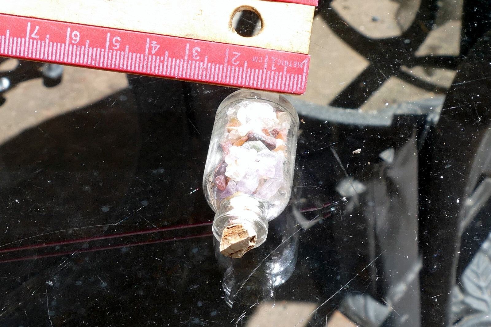 Small 4cm bottle with beach sand sea glass Indian Ocean decor souvenir