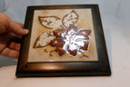 S. Marco Italy Ceramic Floral Flower Tile Trivet Wood Frame Rustic