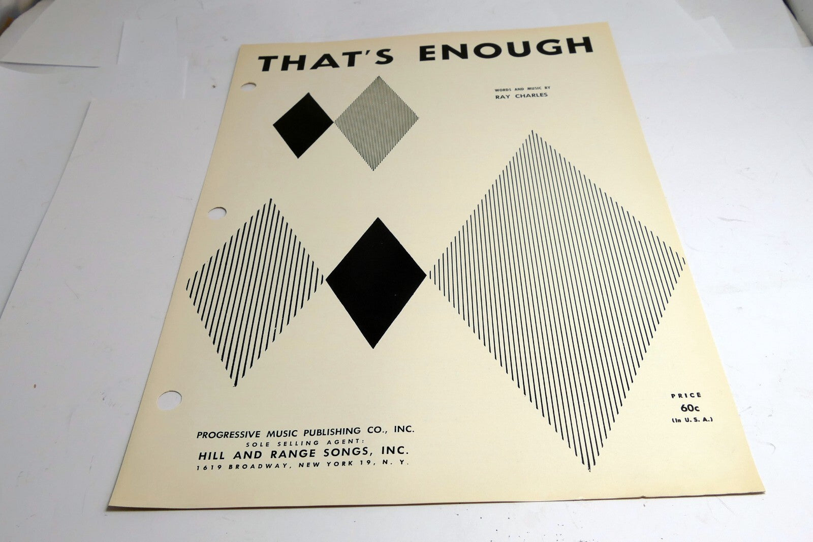 That's Enough by Ray Charles  1959  Sheet Music