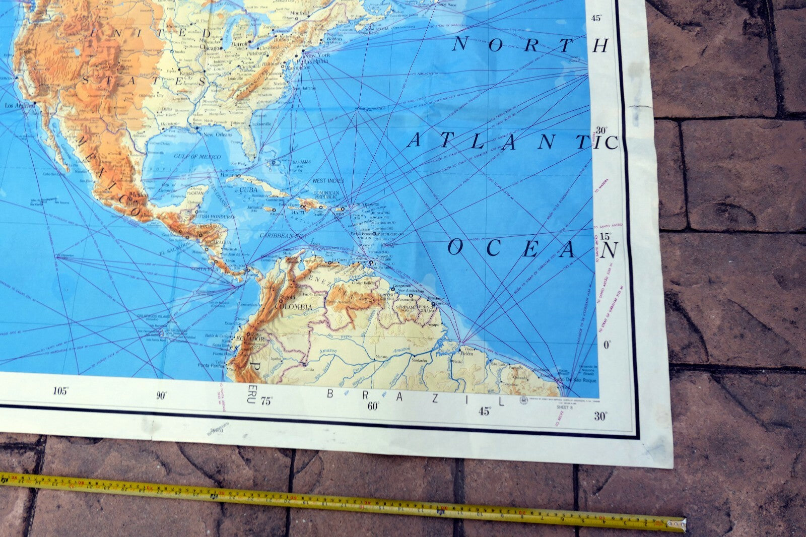 NORTH AMERICA ATLANTIC OCEAN - 40X56" extra Large MAP