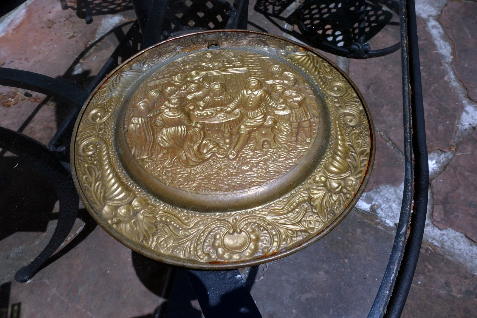 14" Antique Brass Pub Tavern Theme England Plates hanging Wall Art decor party