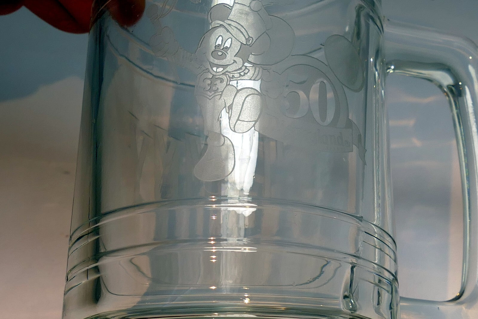 Mickey Mouse Large Glass Beer Stein Mug Walt Disneyland Etched Engraved "TOMMY"