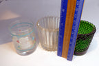 Set of 3 Glass Tealight Candle Holders 2" small beveled frosted Easter bunny