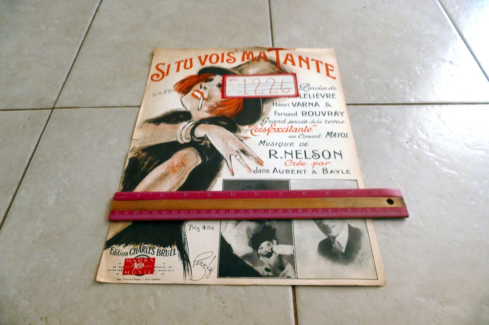 Si Tu Vois Ma Tante by R. Nelson  1924 Piano New York Charles Brull Paris