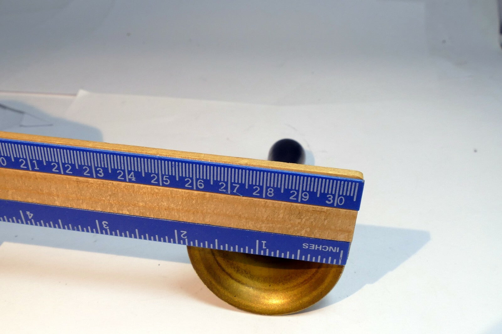 1.5" Solid Brass metal School Diner Bell with wooden handle missing clapper 