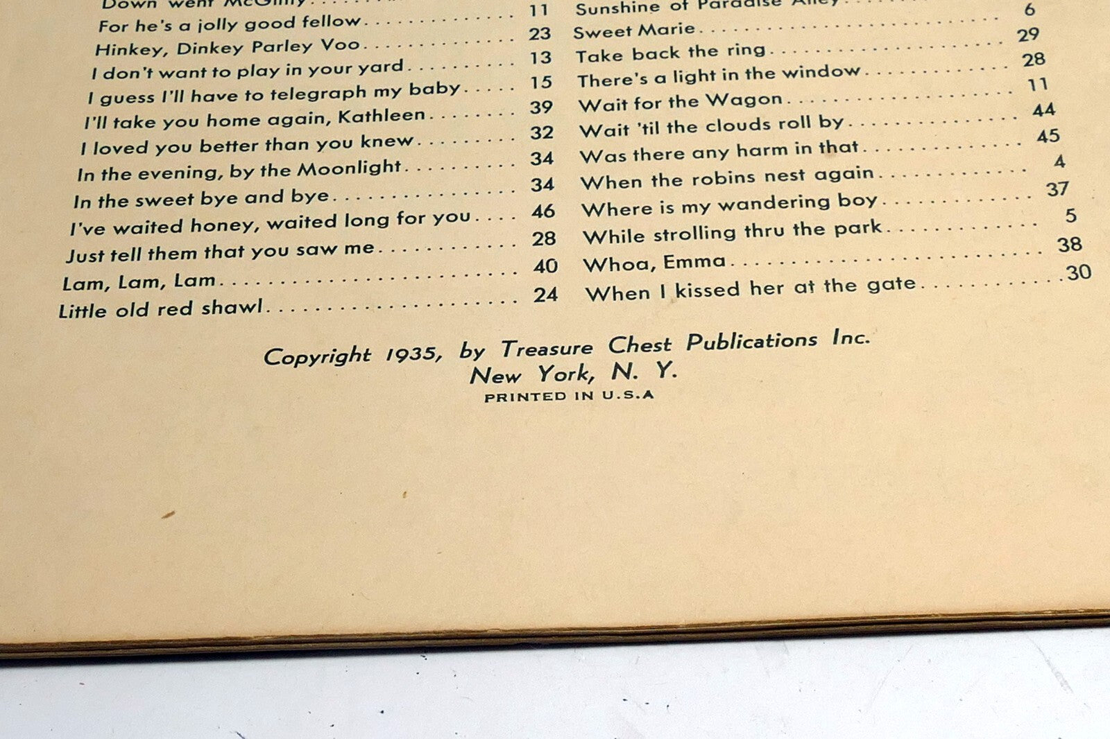 Treasure Chest of OLD TIME SONG HITS ©1935 Treasure Chest Publications, Inc