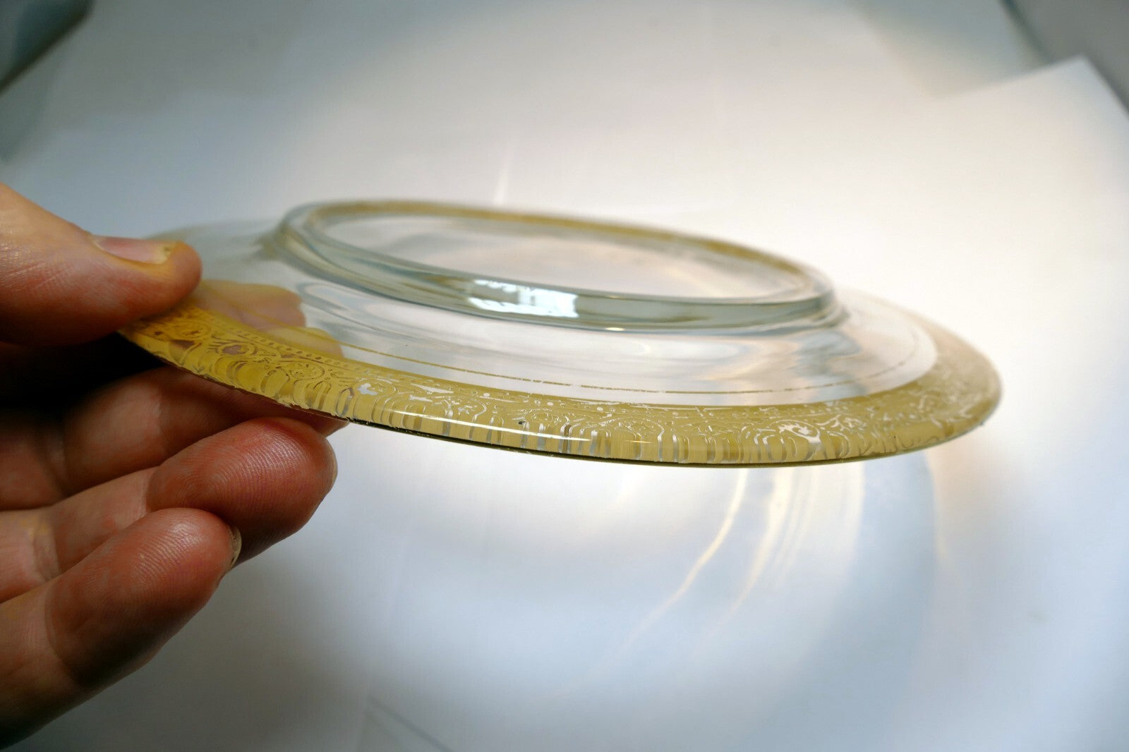 One Tiffin Glass Minton Gold rim charger presentation 8" Salad Plate