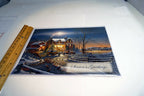 Christmas Card Season's Greeting vintage car home dear snow winter lake