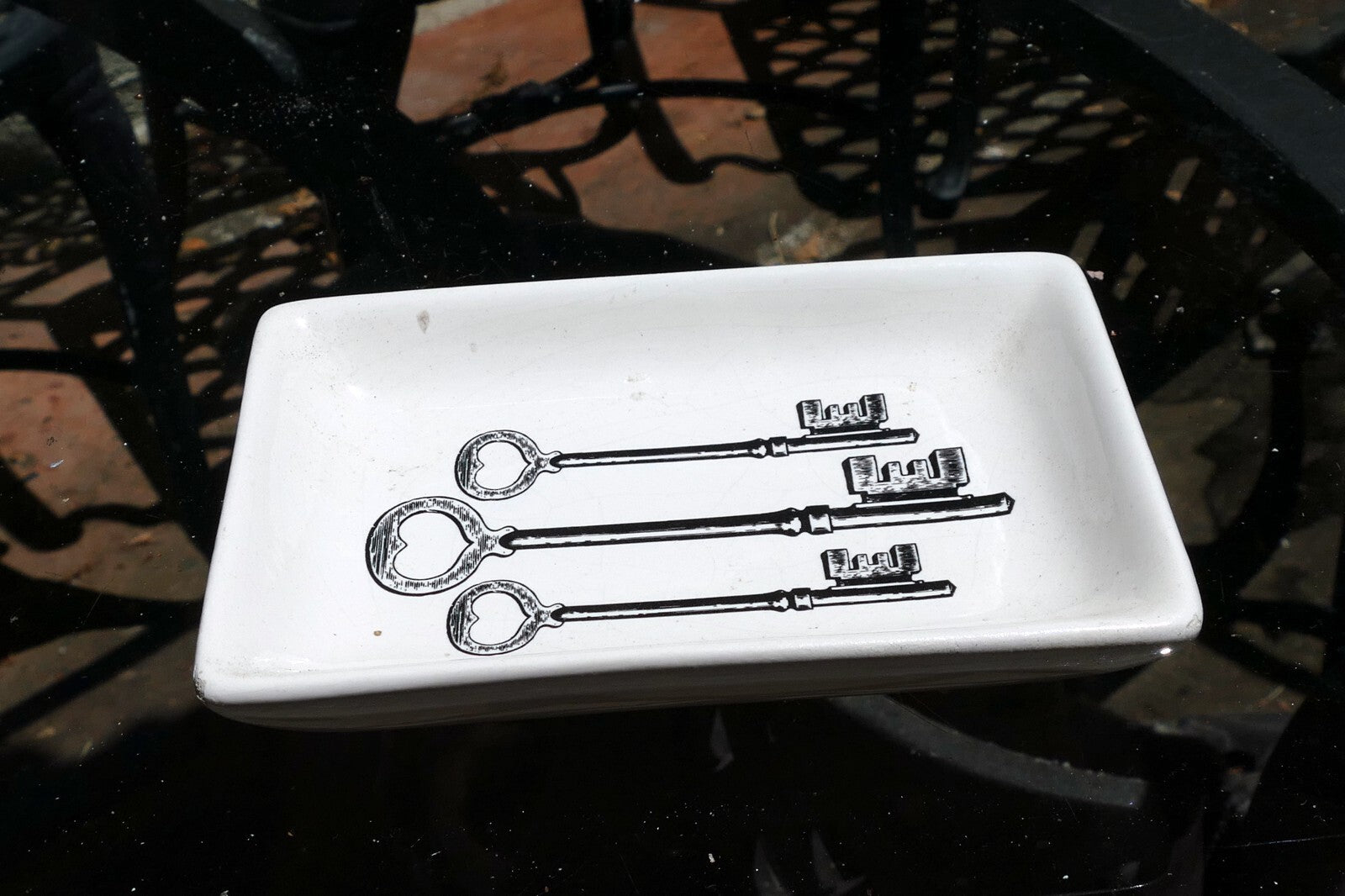 Terracotta Key Trinket Bowl Dish Jewelry Coins Key Dish rectangle Glazed
