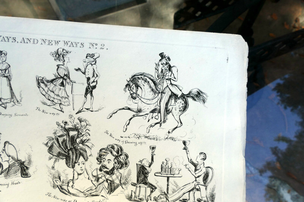 Old WAYS and NEW WAYS No 2 HENRY HEATH CARICATURE PRINT  1840 Victorian