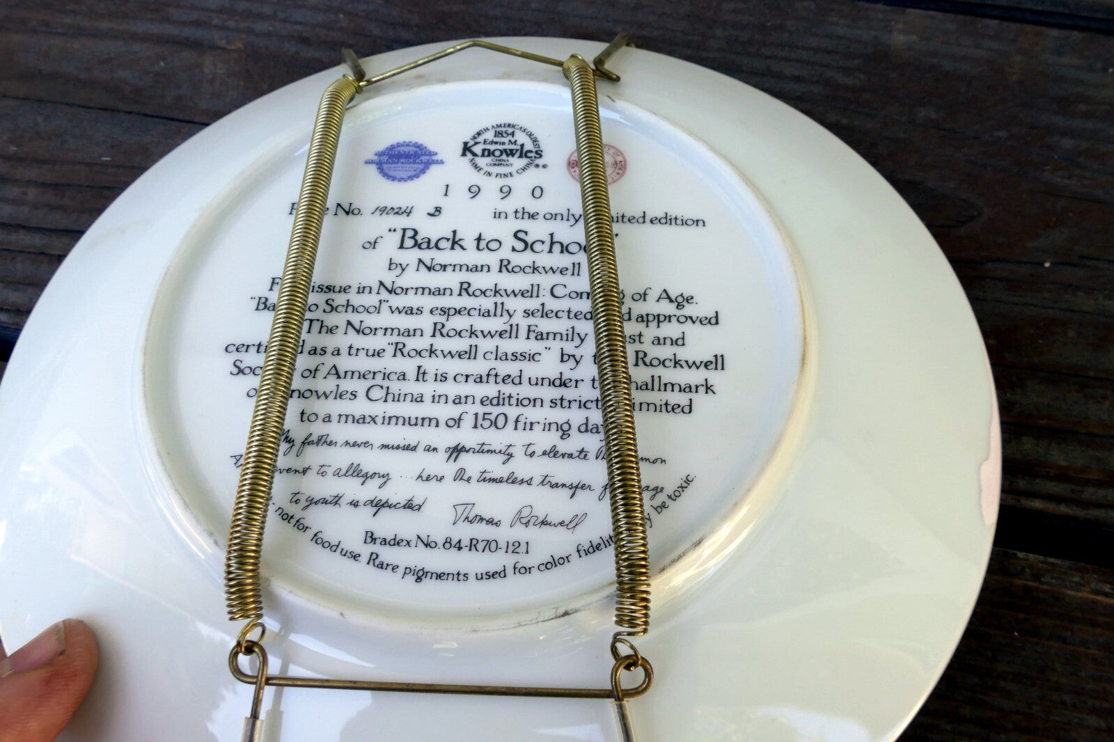 NORMAN ROCKWELL "Back to School" Plate 1990 84-R70-12.1 Limited Edition