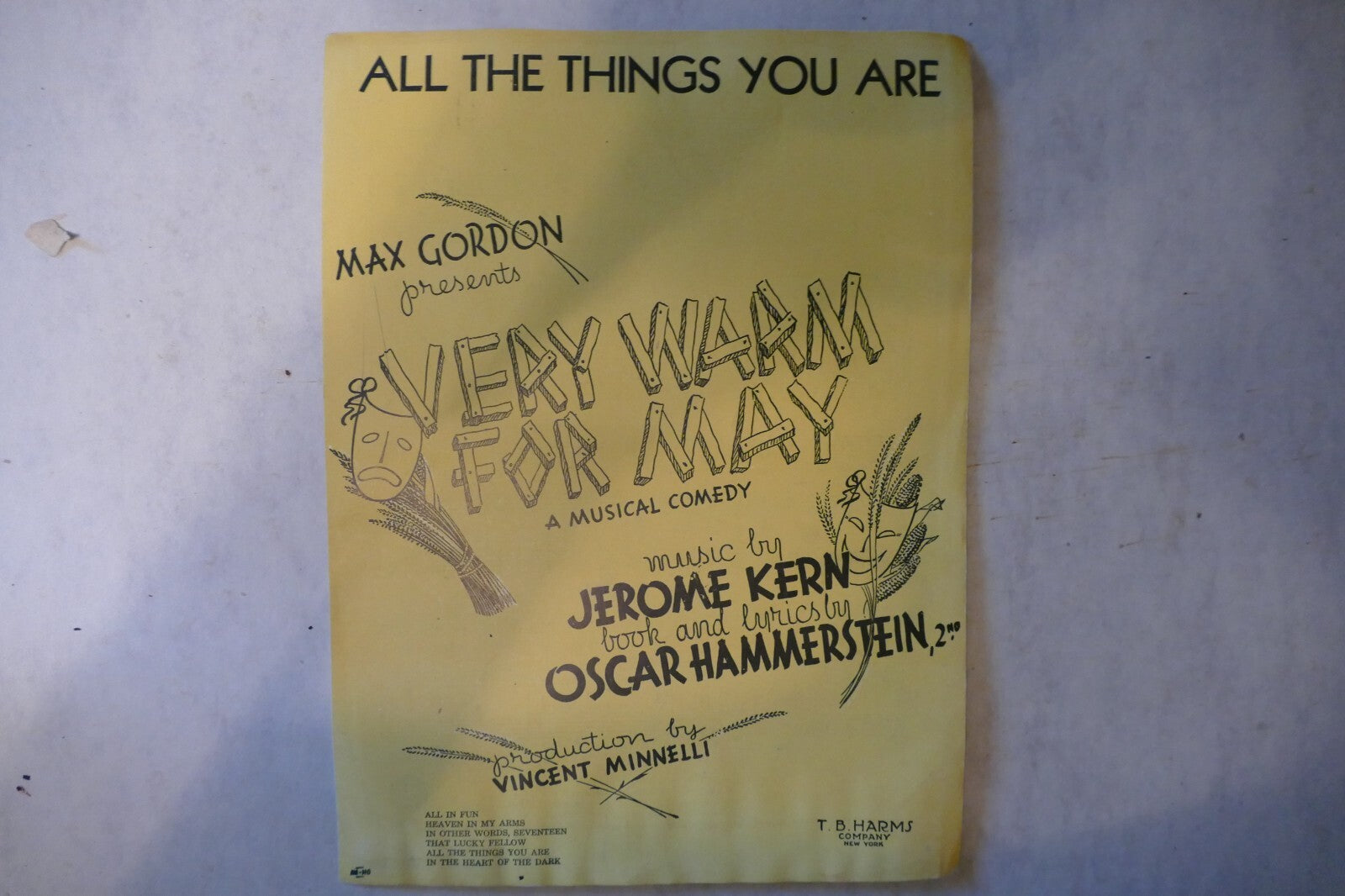 All the things you are, sheet music 1940, "very warm for many", jerome kern, dorothy fields