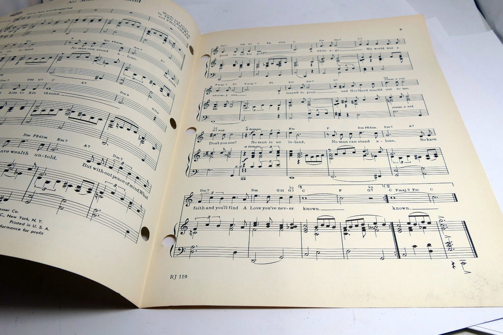 No Man is an Island  by Ted Lehrman Phil Sheer 1954 Sheet Music