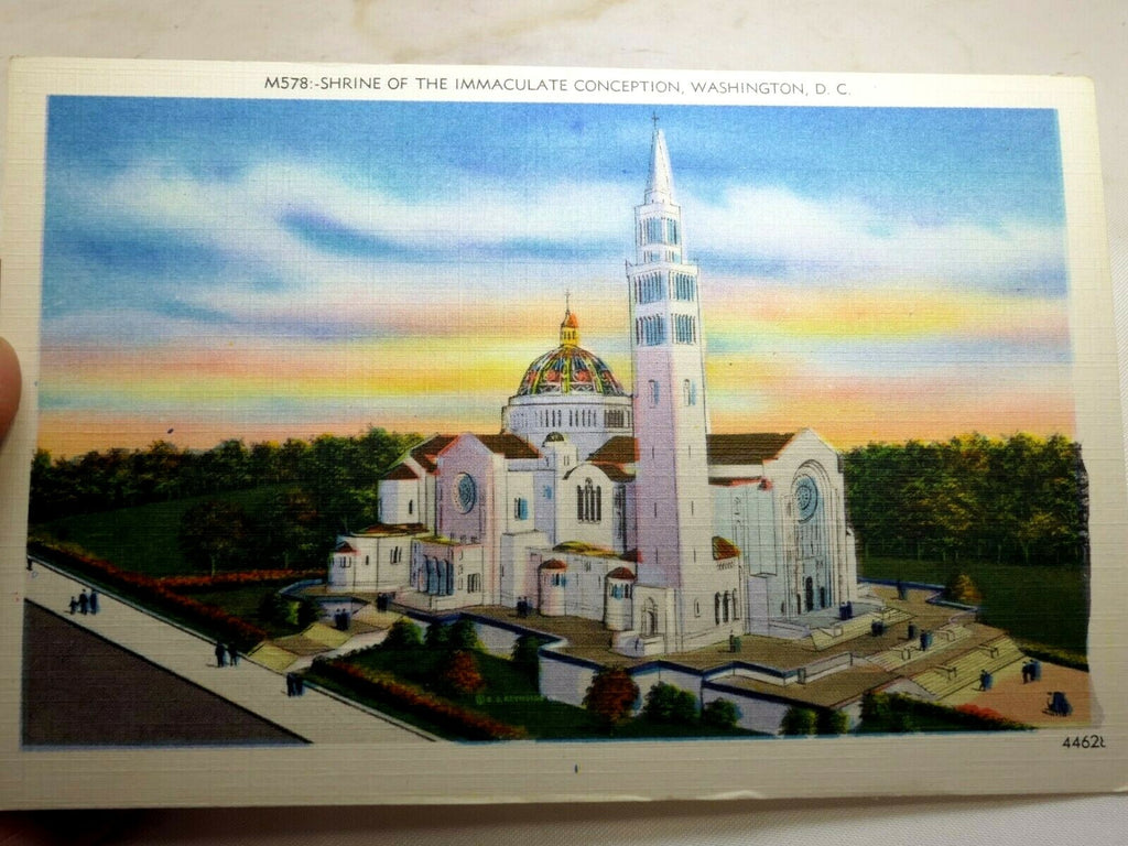 Postcard shrine of the immaculate conception washington dc linen 1940's