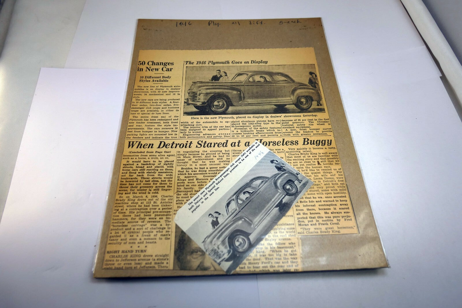 1946 Plymouth club coupe Deluxe Magazine clippings advertisement Ad