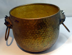 Brass Gold Colored Spittoon Hong Kong Lion 5.5" Hand Hammered Fu Dogs Head