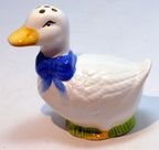 Salt shaker white goose duck blue ribbon ceramic pre owned