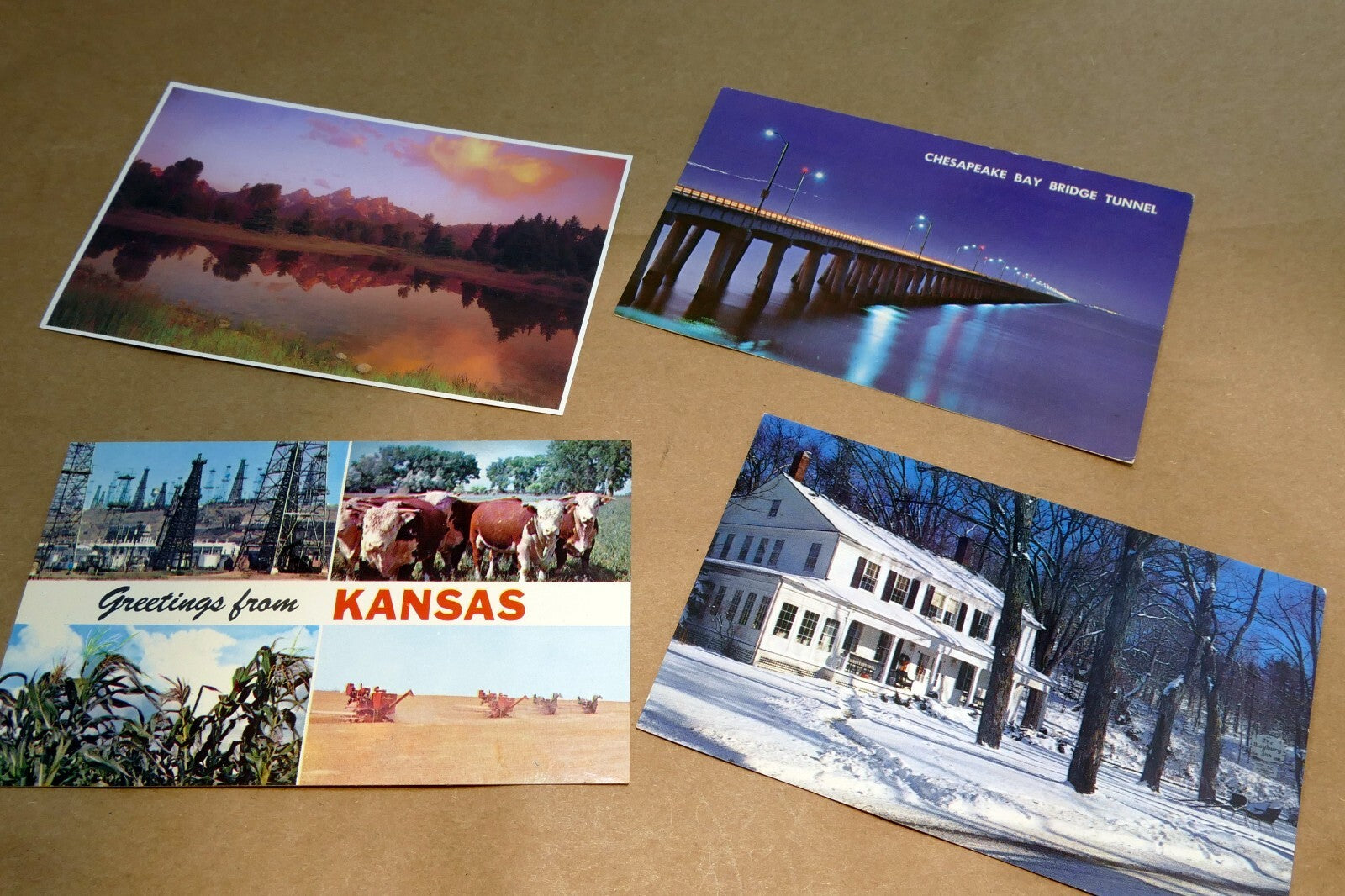 Mix lot of unposted Postcards from  USA  lot of 4  from 1970-80'sTetons Kansas