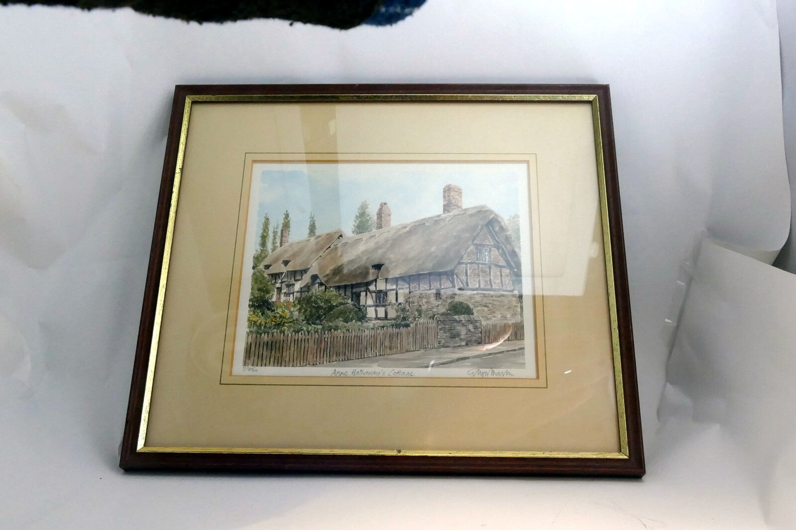 ANN HATHAWAYS COTTAGE - PRINT Glyn Martin Signed Numbered Framed