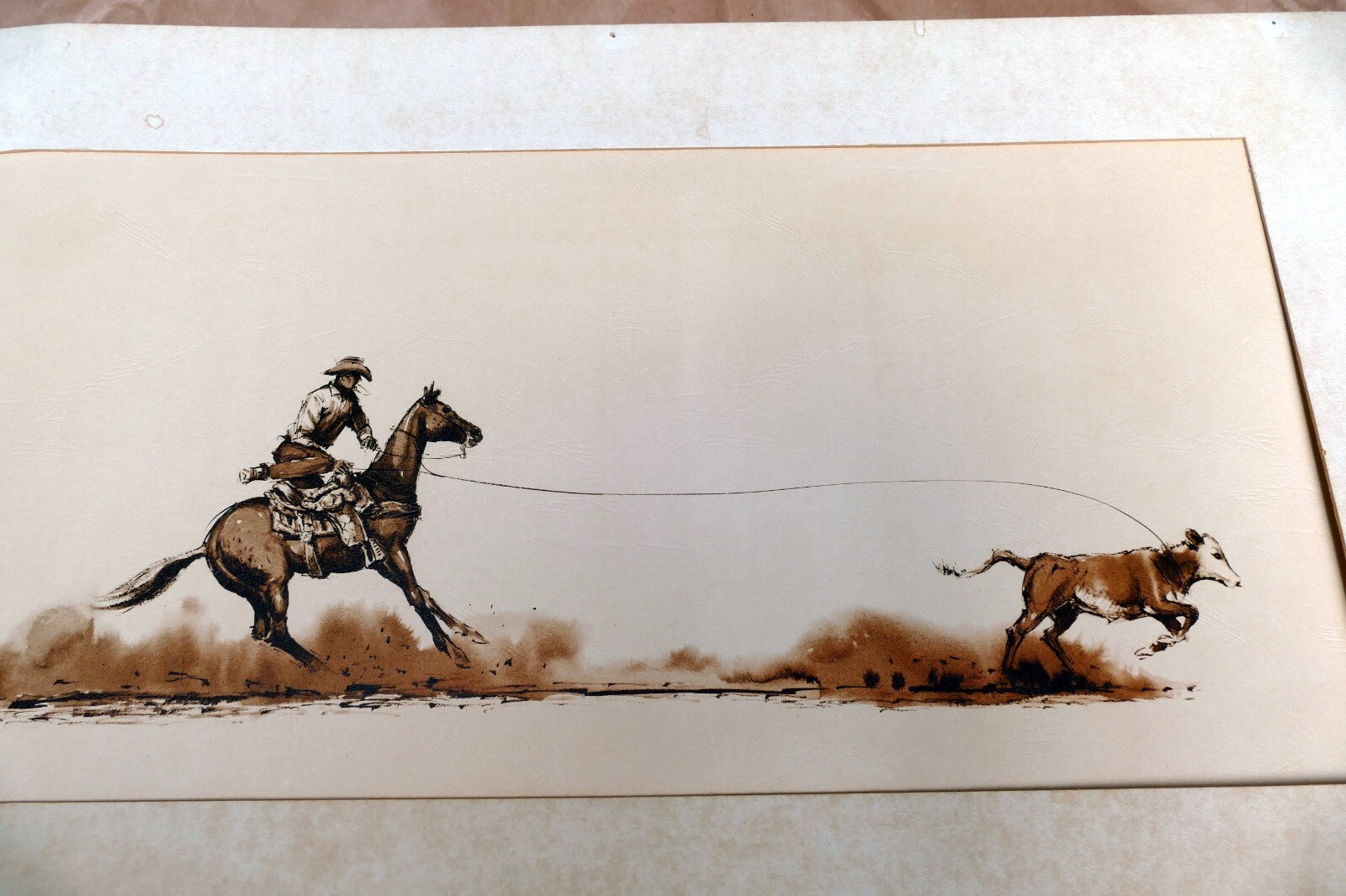 original artwork by artist  Rodeo Rider by Dick Rienstra Lithograph 10X20"