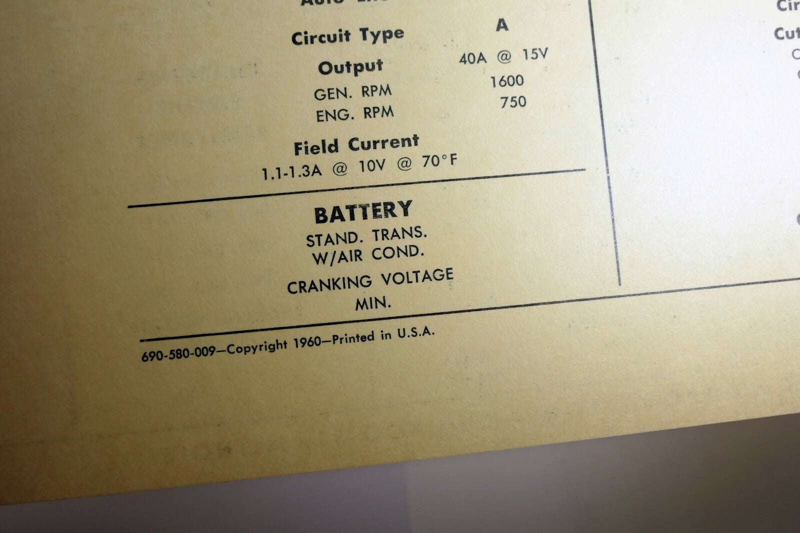 1958 Chrysler 300D LC3-S 392 Sun Electric Car Specs Sheet Chart