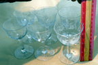Cambridge Grape Cordial Etched / Crème De Menthe Glasses  - Set of 6 Lot Wine