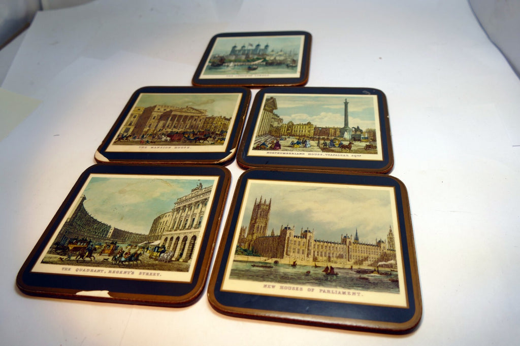 Pimpernel Beverage Coasters Tourist spots England Set of 5 Square 4" Parliament
