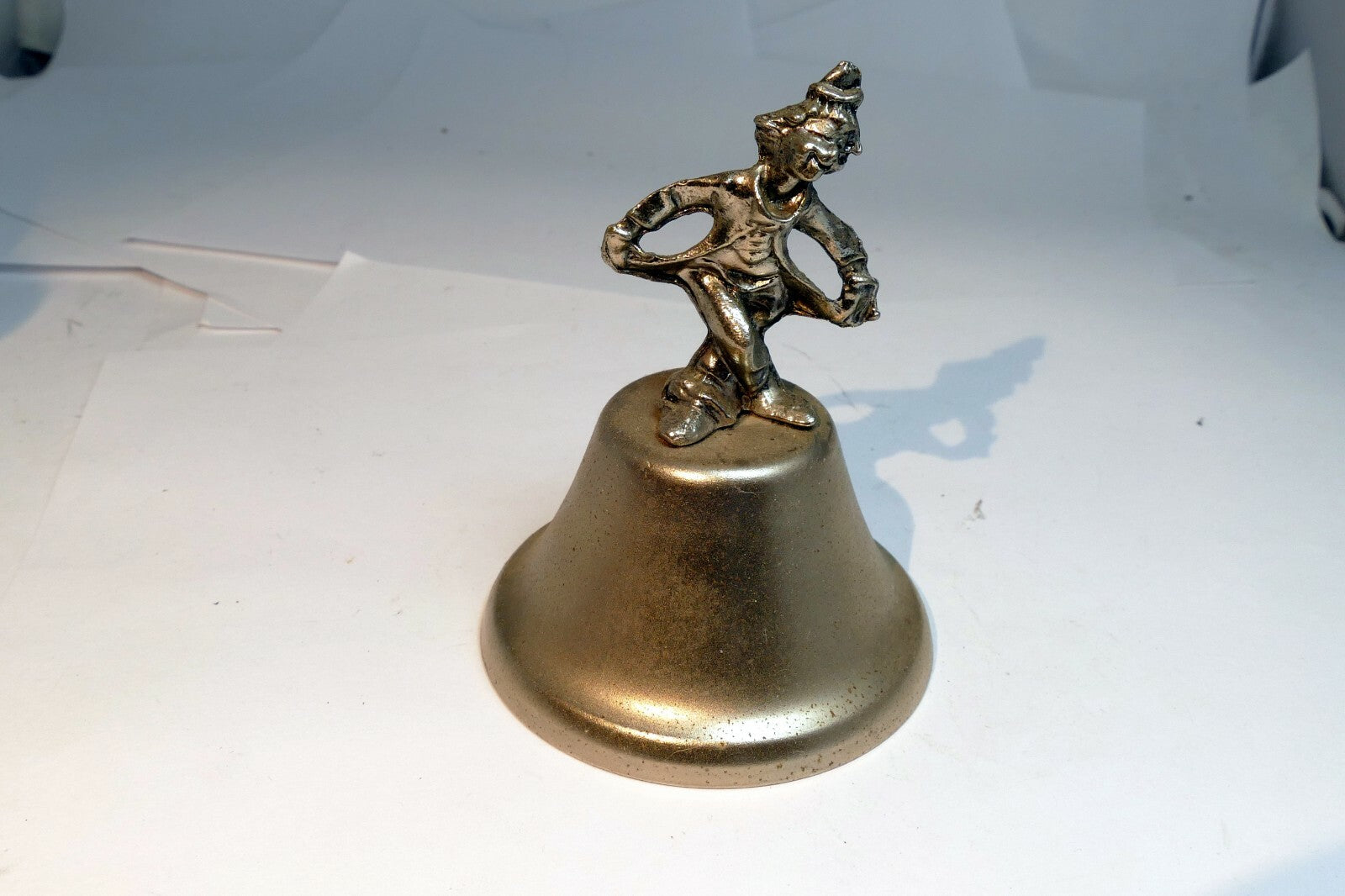 2" metal Bell Diner with clown hand held handle Pewter metal stand