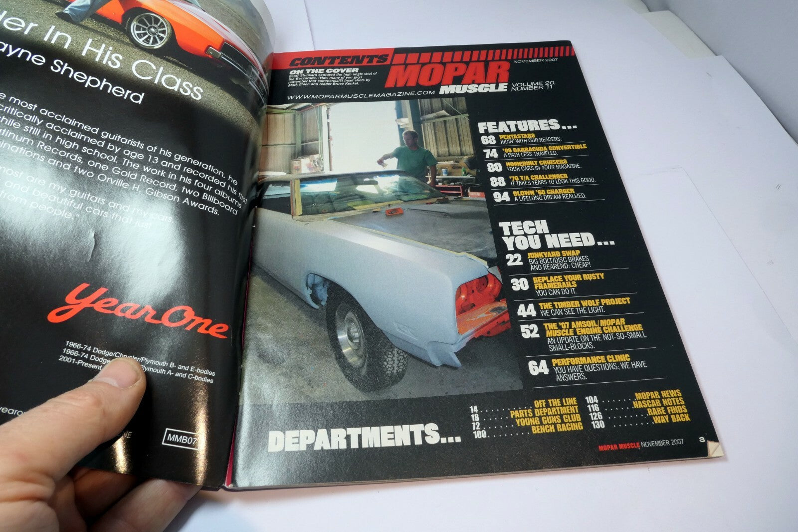 MOPAR Muscle Magazine November 2007 '69 Barracuda Convertible '70 T/A Challenger