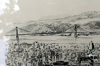 San francisco harbor print golden gate waterfront 1940's california usa