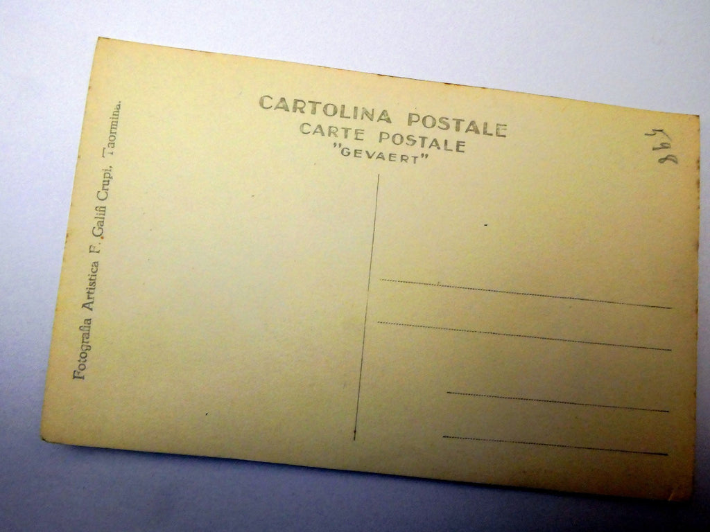 Cartolina Postale Carte "Gevaert" postcard AntiqueTaormina Italie 1900's unused
