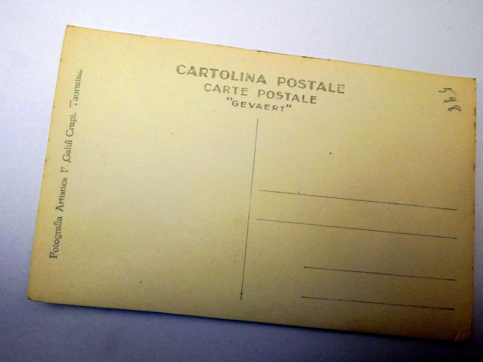 Cartolina Postale Carte "Gevaert" postcard AntiqueTaormina Italie 1900's unused