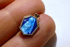 Virgin Mary Christ Pendant Charm Saint J.B. M. Vianney cure d'Ars Blue Enemeled