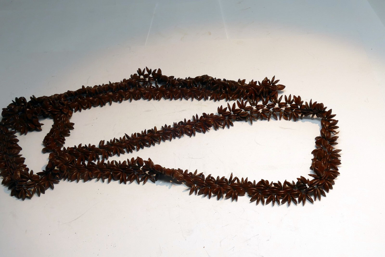 Brown Hawaiian Koa Seed Lei Single Strand Necklace 24" Boho Jewelry